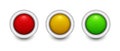 Three round blank buttons. Green, orange and red buttons. Royalty Free Stock Photo